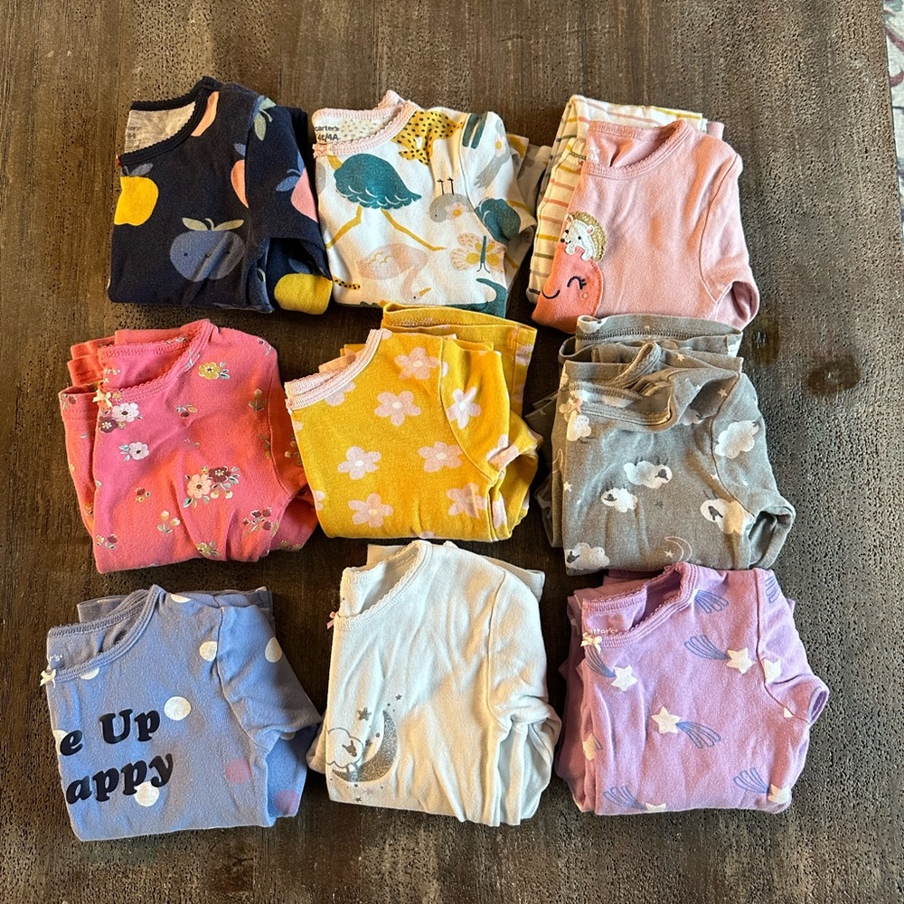 Bundle of NINE girls pjs